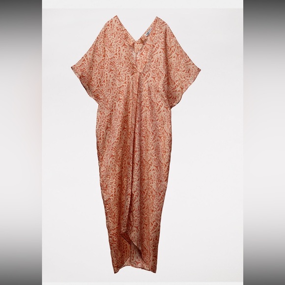 BNWT Zara terracotta printed tunic kaftan dress XS - Picture 5 of 9
